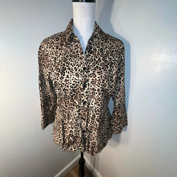 Giorgio Saint Angelo, L, button front animal print elastic gathering hem. - Picture 1 of 7
